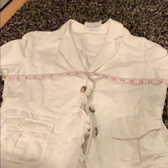 ANTHROPOLOGIE Hei Hei White cotton ruffle blazer - Picture 7 of 8